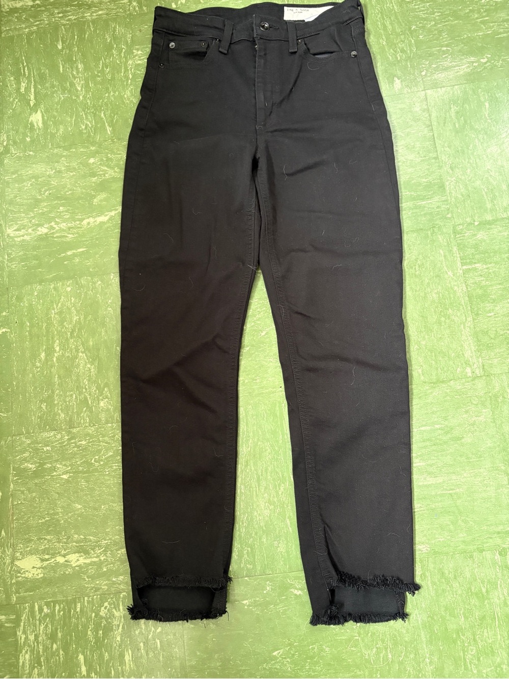 Rag and Bone Black Nina High Rise Cigarette Ankle Jeans